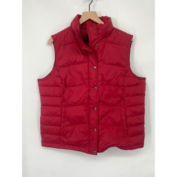 Lands' End Women's Red Goose Down & Feathers Snap Front Vest XL 18 - Picture 1 of 4